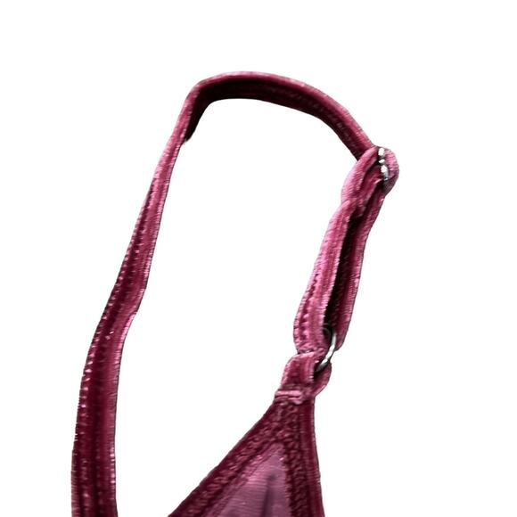 PINK Victoria’s Secret Dog Logo‎ Burgundy Velour Swing Crop Top Size M - Picture 4 of 7